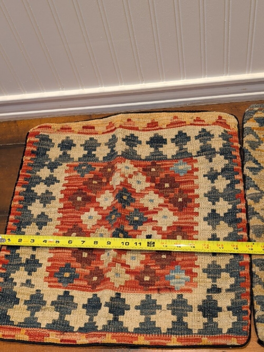 Handwoven In Pakistan Oriental Accent Pillow Covers in Rust, Blue, and Cream - Picture 14 of 16